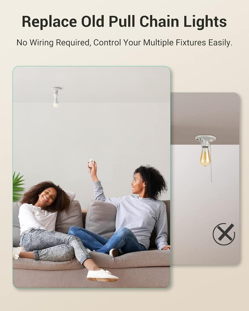 DEWENWILS Remote Control Light Bulb Socket, Wireless Light Bulbs Socket Switch Kit with Controller, Remote Light Socket E26/E27 Base for Pull Chain Light Fixture, No Wiring, Programmed, ETL Listed - Image 3
